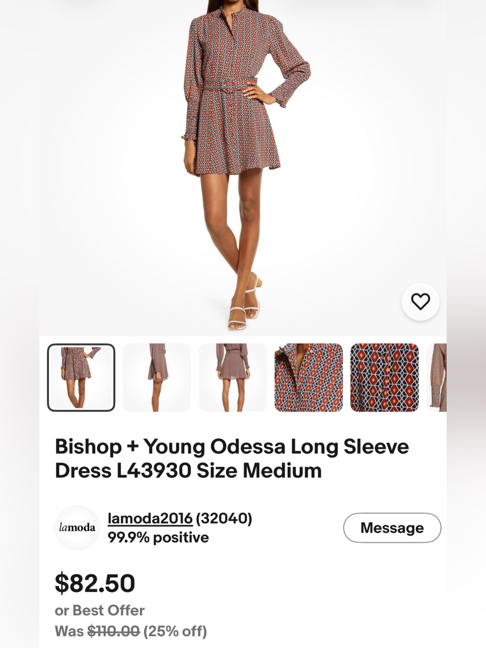 bishop + young Rust & Navy Printed Mini Dress